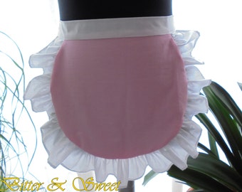 Pink & White M apron  Lolita Maid-Cosplay-Halloween-Fancy Dress-Cocktail-Carnival-Costume-Girls-Woman-Retro -Vintage style