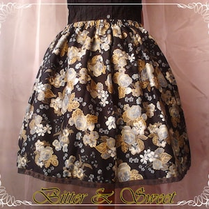 Black Gothic Lolita skirt  with floral pattern &quot;Bitter & Sweet&quot;-Lolita skirt costume