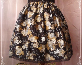 Jupe Lolita gothique noire avec motif floral « Bitter & Sweet »-Lolita jupe costume