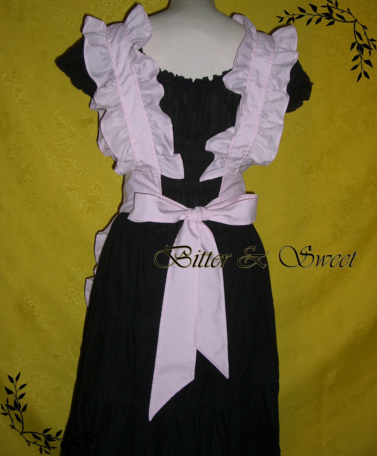 Pink Apron With Ruffle Shoulder Straps lolita maid - Etsy