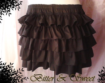 Black short bloomers -S-M-L-XL-Steampunk -Gothic-Lolita -Cabaret -Bettie Page -Victorian -Burlesque -Ruffles -(Bitter & Sweet)