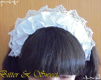 White Frilly Maid Headdress - Lolita -Maid -Halloween -Cocktail -Costume -Cosplay -Girls -Woman -Retro -Vintage - Bitter & Sweet -