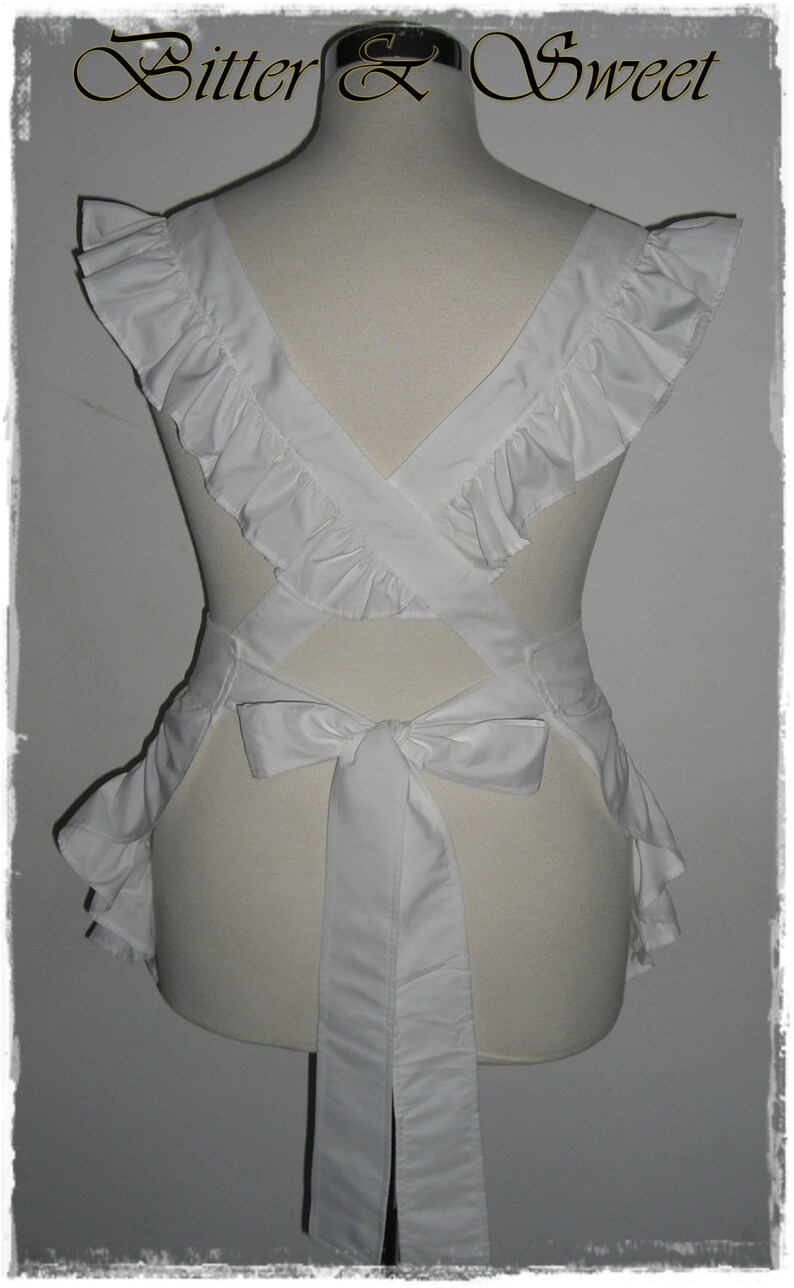 White Bib Apron With Ruffle Shoulder Straps lolita maid Etsy