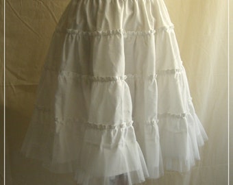 White Cotton Petticoat: Tulle Frill Ruffle Skirt