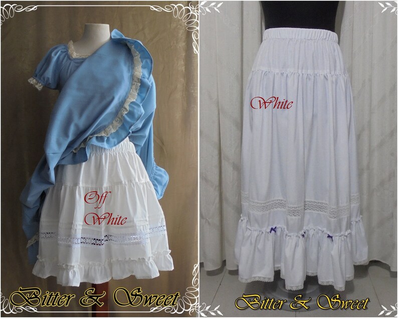 Can Can Steampunk Bitter /& Sweet Ruffles White petticoat with Soft-tulle frill on the bottom-Lolita Wester Circus Burlesque