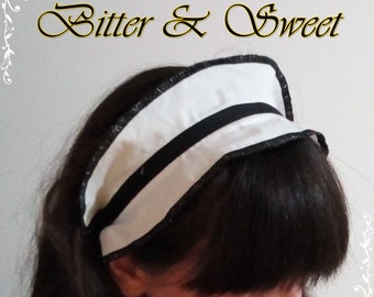 White Maid Headdress with Black details -Lolita-Maid-Halloween-Cosplay-maid's uniform-Costume-Maid hat-Vintage- Uniform victorian of maid
