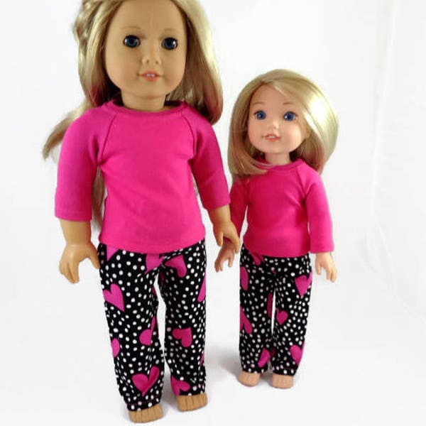 14  inch doll clothes, Pajamas designed to fit like American Girl® doll clothes, AG doll clothes, Wellie Wishers