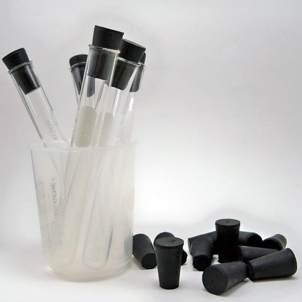 50 Black Rubber Test Tube Stoppers No. 00