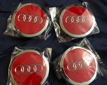 4 Audi center cap wheel 69mm red set of 4
