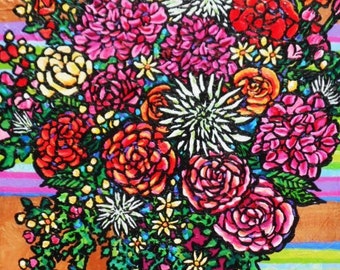 Floral Extravaganza - an Original Acrylic Garden Flower painting by Sara Larson Art