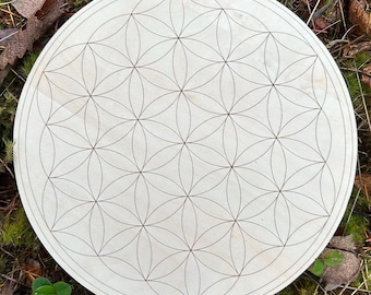 Flower of Life Crystal Grid — 12 inch — Sacred Geometry — engraved — Manifestation Tool