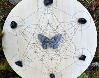 Metatron's Cube Crystal Grid – Sacred Geometry Altar, 12 inch