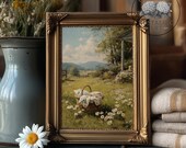 Nostalgic Farmhouse Wall Art Printable | Rustic Porch Scene with Dog | Vintage Country Home Decor