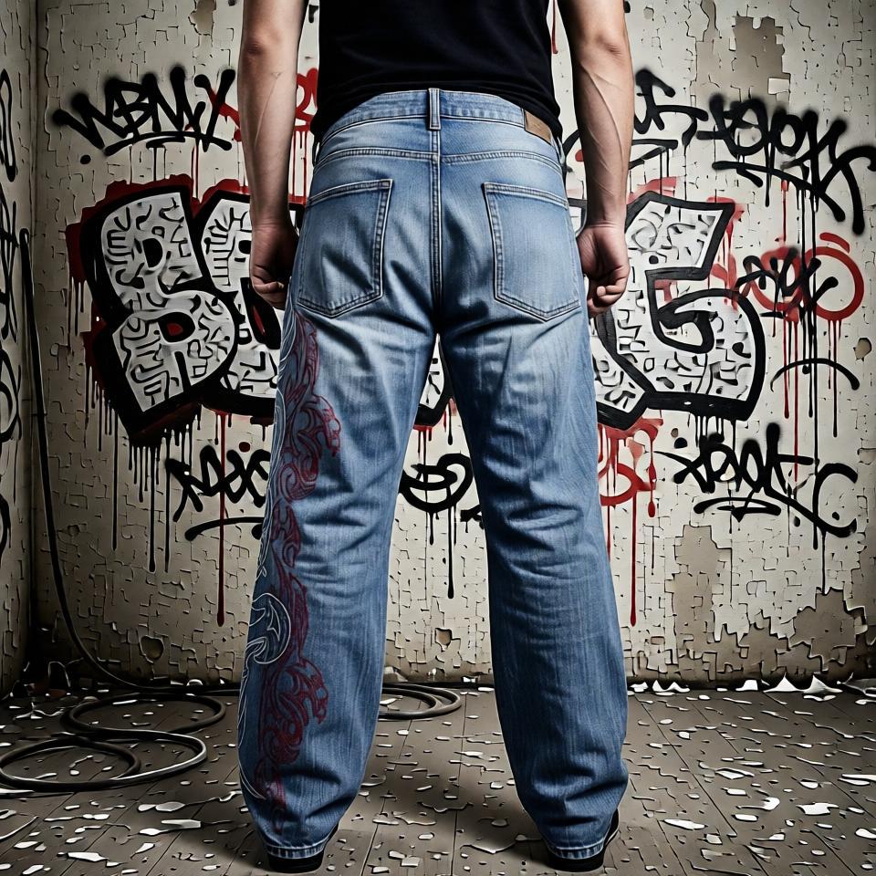 Baggy Y2K Jeans – Retro Embroidered Hip Hop Wide Straight Leg