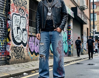 Baggy Y2K Jeans – Retro Embroidered Hip Hop Wide Straight Leg Skater Denim Pants Unisex