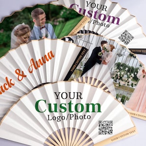 Abanico con logotipo personalizado, obsequio empresarial personalizado, regalos de boda al por mayor y cualquier ocasión. imagen 1