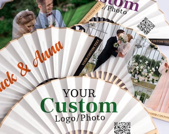 Éventail avec logo personnalisé, cadeau d'affaires personnalisé, cadeaux de mariage en gros et toute occasion