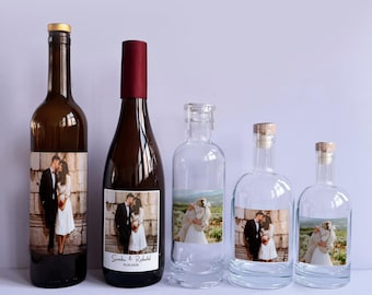 Etiquettes de vin pour photo de mariage, étiquettes de bouteilles personnalisées