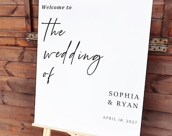 Panneau de bienvenue pour mariage en acrylique | Décoration d'entrée de cérémonie minimaliste personnalisée