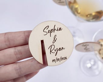 Pendentifs en bois personnalisés pour boissons de mariage, étiquettes personnalisées