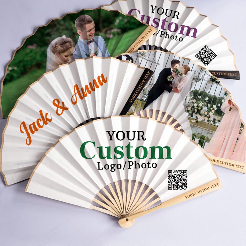 Abanico con logotipo personalizado, obsequio empresarial personalizado, regalos de boda al por mayor y cualquier ocasión. imagen 1