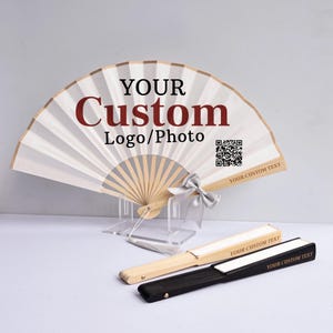 Abanico con logotipo personalizado, obsequio empresarial personalizado, regalos de boda al por mayor y cualquier ocasión. imagen 11