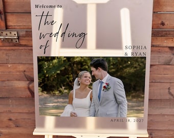 Plaque de bienvenue pour mariage personnalisée avec photo | Entrée de réception moderne