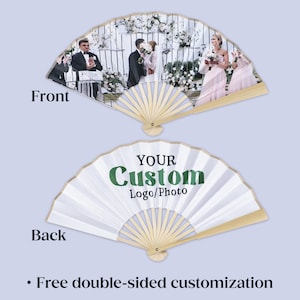 Abanico con logotipo personalizado, obsequio empresarial personalizado, regalos de boda al por mayor y cualquier ocasión. imagen 5