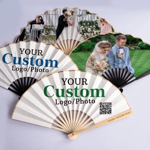 Abanico con logotipo personalizado, obsequio empresarial personalizado, regalos de boda al por mayor y cualquier ocasión. imagen 2