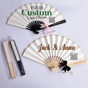 Abanico con logotipo personalizado, obsequio empresarial personalizado, regalos de boda al por mayor y cualquier ocasión. imagen 12