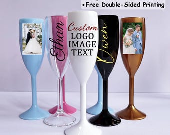 Flûtes à champagne personnalisées pour fête de fiançailles, verres en acrylique