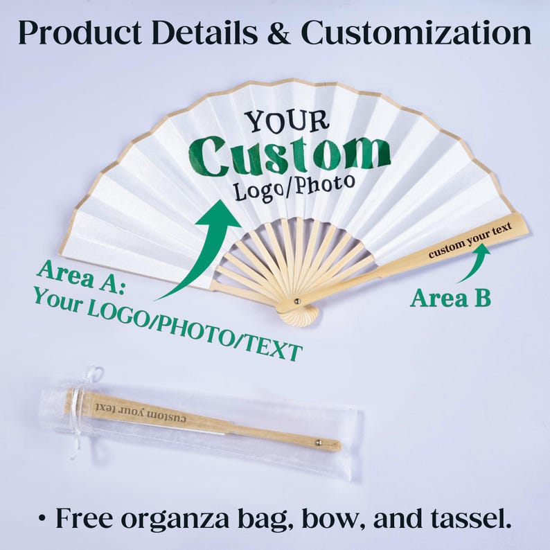 Abanico con logotipo personalizado, obsequio empresarial personalizado, regalos de boda al por mayor y cualquier ocasión. imagen 3