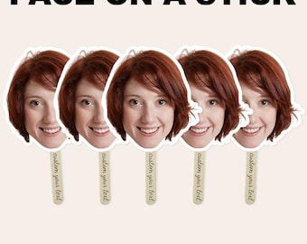 Cara personalizada en un palo, abanico con foto personalizado para graduación y despedida de soltera.