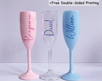 Flûtes à champagne pour les mariés, verres acryliques personnalisés