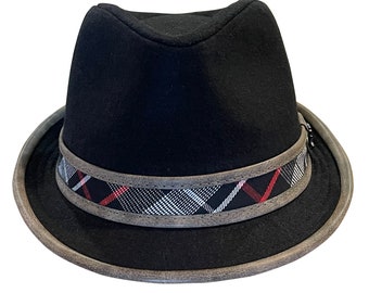 Fedora wolmix: veganistisch leren band, 1,5" rand