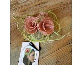 Sierra Accessories Straw Floral Fascinator Hair Clip Headpiece