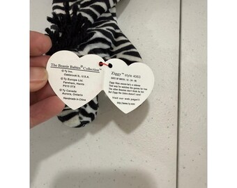 Ty Beanie Baby Ziggy the Zebra Vintage 1995 Plush with Heart & Tush Tags