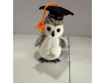 Ty Beanie Baby Wiser the Owl Graduation 1999 Plush with Heart Tags
