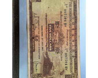 1967 Hong Kong HSBC 5 Dollars Banknote P-181c Circulated