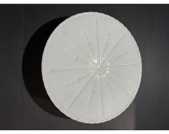 Vintage White Milk Glass Pedestal Cake Stand 10″ Round Dessert Serving Plate