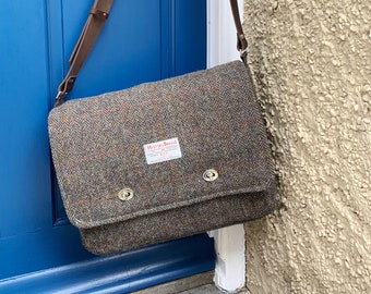 Shoulder bag in Harris Tweed and other fabrics - iPad laptop messenger