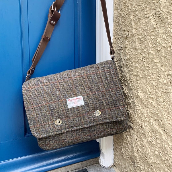 Shoulder bag in Harris Tweed and other fabrics - iPad laptop messenger