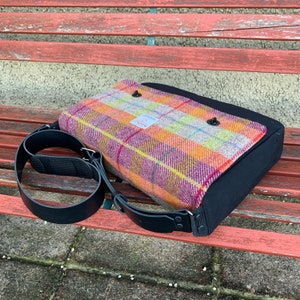 16" Messenger Bag in Waxed Cotton with Harris Tweed and leather options -  for Laptop, Tablet, etc.