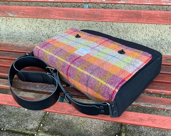 16" Messenger Bag in Waxed Cotton with Harris Tweed and leather options -  for Laptop, Tablet, etc.