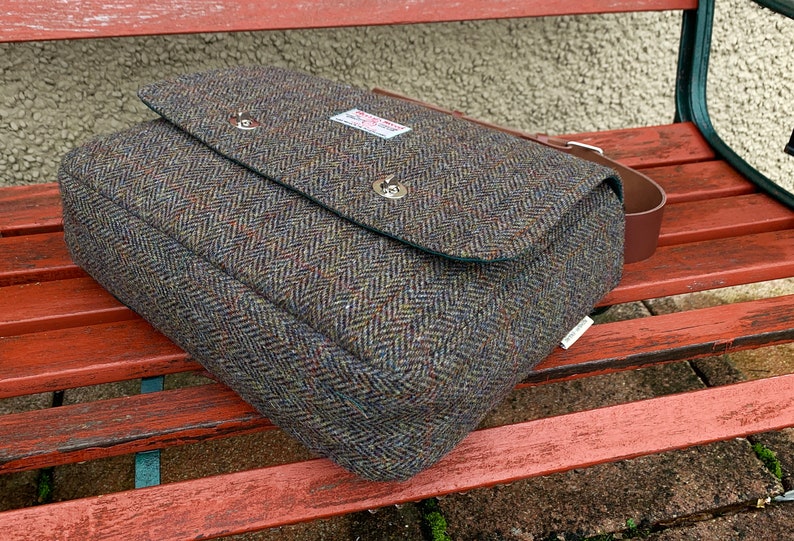 Shoulder bag in Harris Tweed and other fabrics iPad laptop messenger image 6