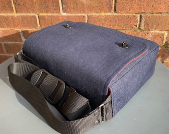 iPad Pro 10.5", 12.9" or 11" Denim Messenger Bag with Waxed Cotton and Harris Tweed option