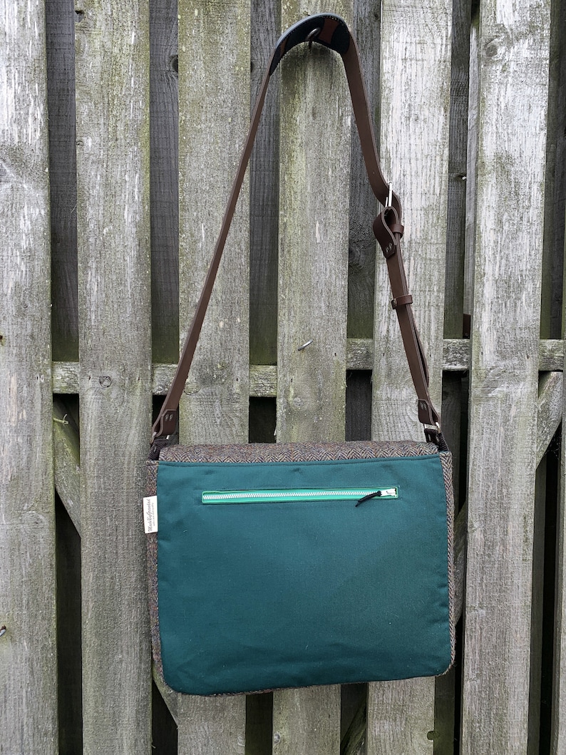 Shoulder bag in Harris Tweed and other fabrics iPad laptop messenger image 4