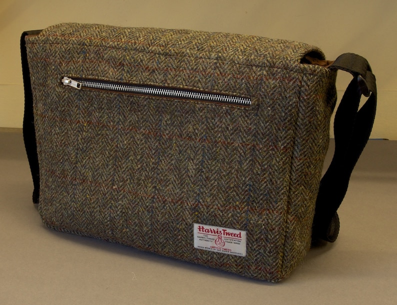Harris Tweed Messenger Bag With Shoulder Strap Fabric Etsy