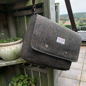 Shoulder bag in Harris Tweed and other fabrics iPad laptop messenger image 3