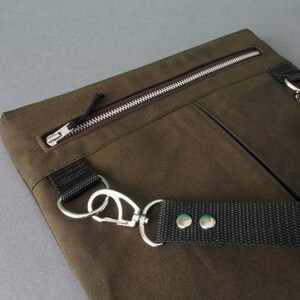 MacBook Air 11 or 13 Minimal bag with shoulder strap waxed cotton image 4